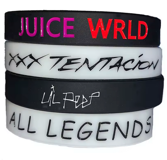 Lil Peep, Juice Wrld, XXX Tentacion & All Legends Silicone Wristbands- All Four!